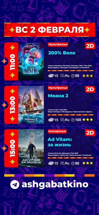Афиша кинотеатра «Ашхабад»