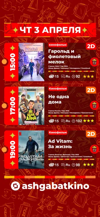 Афиша кинотеатра «Ашхабад»