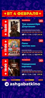 Афиша кинотеатра «Ашхабад»
