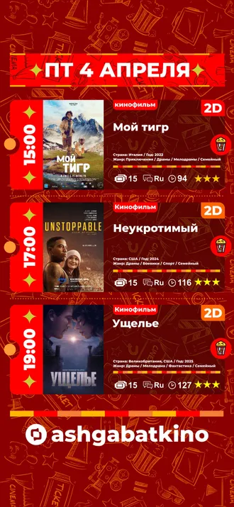 Афиша кинотеатра «Ашхабад»