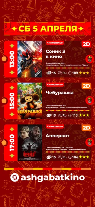 Афиша кинотеатра «Ашхабад»
