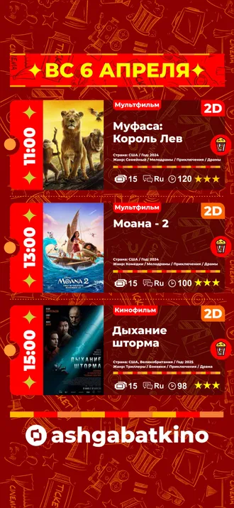 Афиша кинотеатра «Ашхабад»